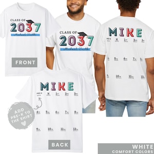 Class of 2037 Handprint Shirt Custom Grow With Me Tee Class of 2038 Keepsake Tshirt PreK to 12th Grade Memory Graduation Gift Personalized
