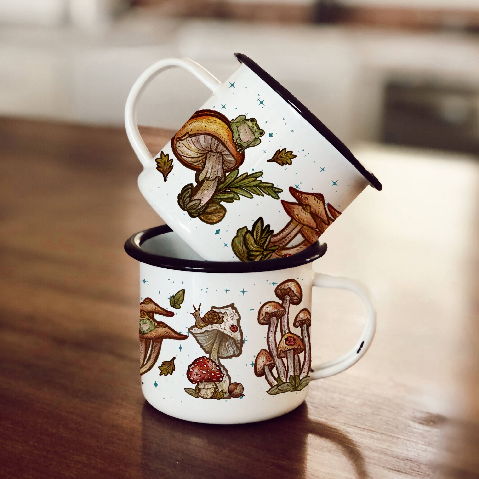 Whimsical Frog on Mushroom Coffee Mug - Frog Lovers Coffee Cup Gift - –  Running Frog Studio