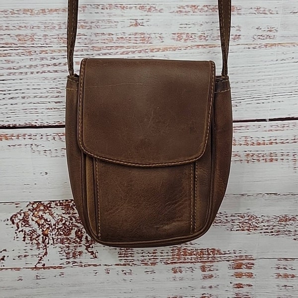 G. H. Bass & Co Vintage Brown Genuine Leather Mini Crossbody Bag Women's Purse