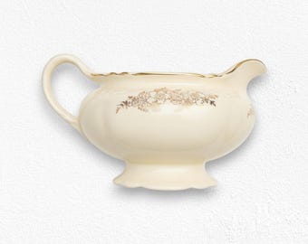 Lechera vintage Homer Laughlin de la década de 1950, Virginia Rose, diseño de rosa dorada, fabricada en EE. UU.