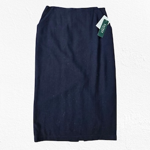 1990s Lauren Ralph Lauren Navy Wool Skirt – Vintage Lace Up Back Pencil Skirt Women’s Size 12P, Classic 90s Minimalist Workwear