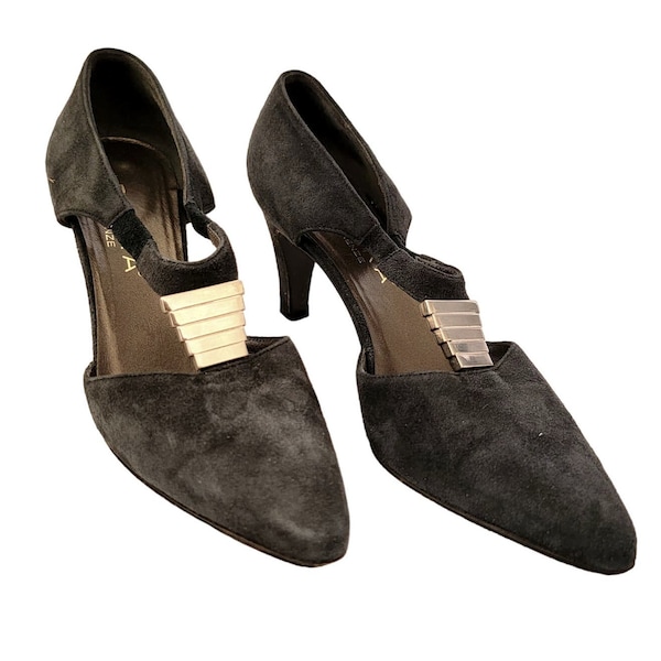 Vintage Blue Suede Slip-On Pointed Toe Women's Petra Firenze Heels Size 5.5