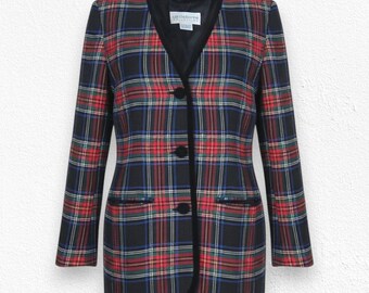 Blazer de terciopelo con ribete de cuadros escoceses de los años 90