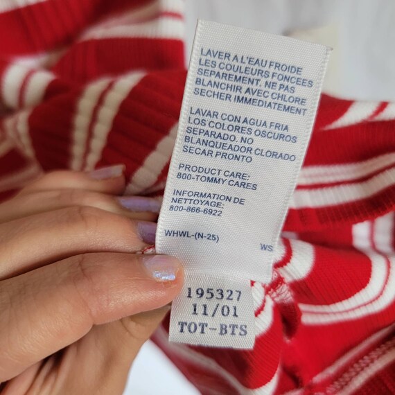 Tommy Hilfiger Vintage Red and White Striped 3/4 … - image 7