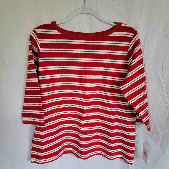 Tommy Hilfiger Vintage Red and White Striped 3/4 … - image 8