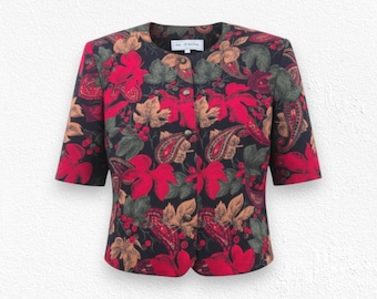 Vintage 1980s Floral Paisley Statement Jacket NWT Made in USA Size 14