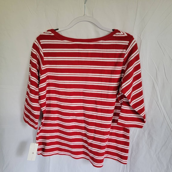 Tommy Hilfiger Vintage Red and White Striped 3/4 … - image 1