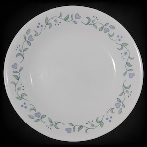 Vintage Corelle Brotteller: Country Cottage Blaue Herzen, 5er Set