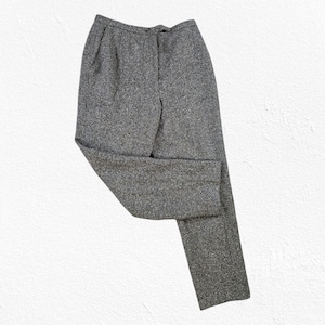 1980s Vintage Tweed Wool Silk Pants Size 12 Brown Green Straight Leg USA Made Dress Trousers Classic Preppy Workwear Slacks