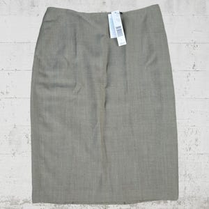 90s Vintage Ellen Tracy Deadstock Tweed Wool Pencil Skirt – Drab Khaki Midi Career Skirt Size 6 Classic Minimalist Officecore Style