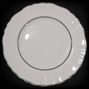 Antique JG Meakin Silver Baroque Dinner Plates – Set of 3 Scalloped Edge 9 7/8&quot; Porcelain Plates – SOL 391413 Elegant English China