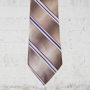 Vintage 1980s Van Heusen Tie: Bronze Brown Diagonal Stripe, USA Made