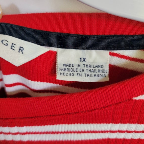 Tommy Hilfiger Vintage Red and White Striped 3/4 … - image 2