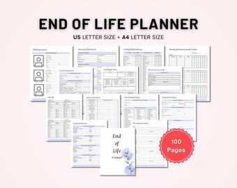 Printbare planner voor het einde van je leven | Invulbare noodplanner (PDF) | Printbare planner voor na je overlijden | Planner voor je laatste wensen