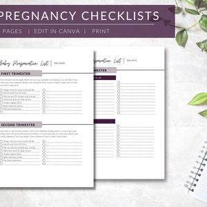Pregnancy Checklists | PRINTABLE Pregnancy Task Tracker | EDITABLE Pregnancy Planner | Before baby checklist |  Pregnancy to-do list