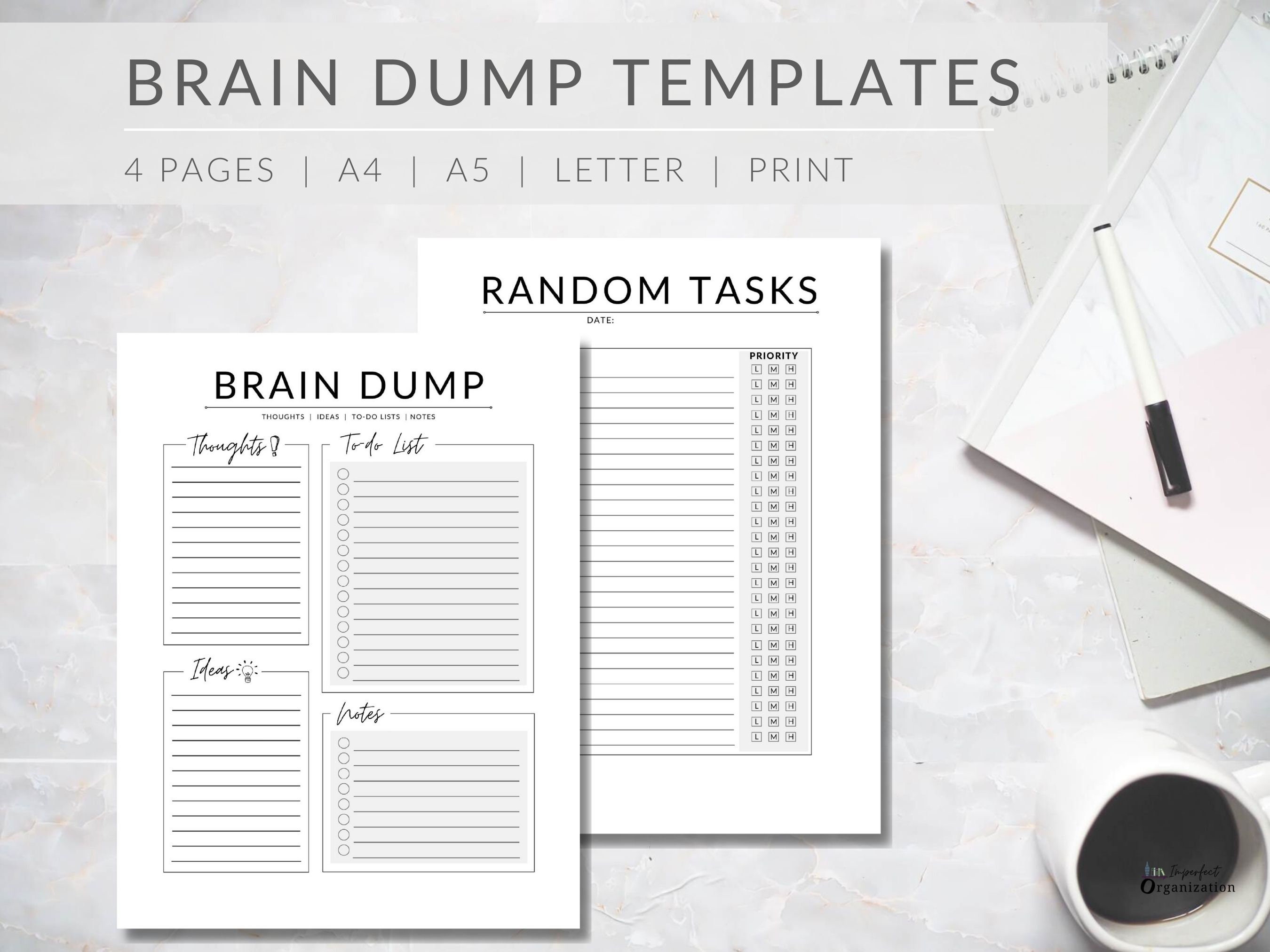 Brain Dump Printable A4, A5, Letter Brain Dump Templates to Do List Brain Dump Printable A4, A5, Letter Brain Dump Templates to Do List
