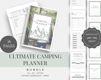 Camping Planner: Packing List, Meal Planning (Letter, A4, A5) (Digital Download)