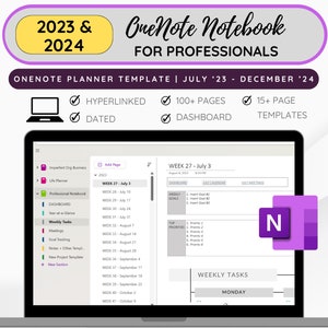 OneNote Planner for Work, Professional OneNote Template, Onenote planner, Work Planner for Windows, 2023-2024 Onenote planner template image 1