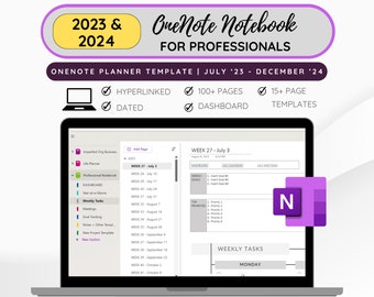 Agenda OneNote pour le travail, modèle OneNote professionnel, agenda Onenote, agenda de travail pour Windows, modèle d'agenda Onenote 2023-2024