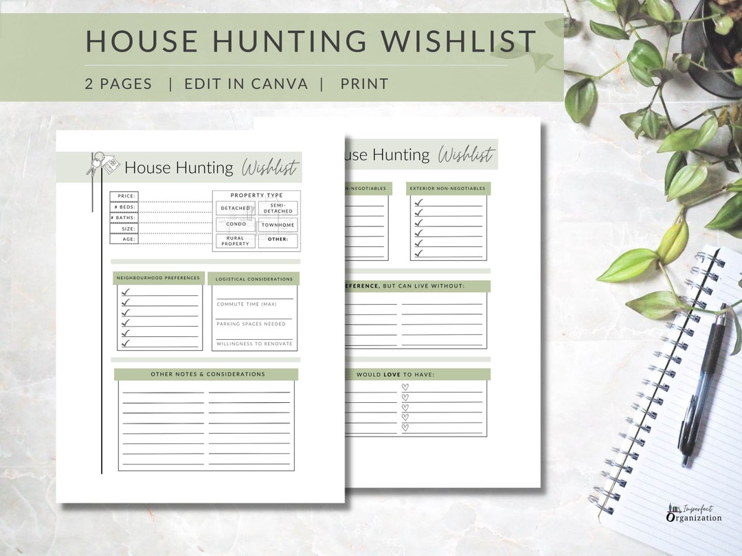 House Hunting Wish List Template PRINTABLE House Hunting Checklist