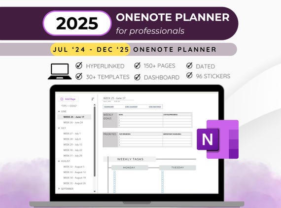 2024-2025 OneNote Planner: Professional Digital Task Tracker (PDF)