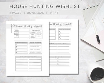 House Hunting Wishlist Template: Printable Home Buyer Checklist (PDF)