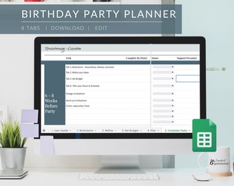 Kids Birthday Party Planner: Google Sheets Template (Digital Download)