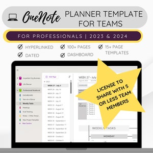 TEAM OneNote Notebook Template, Professional OneNote Template, Onenote planner, Work Planner for Windows, 2023-2024 Onenote planner template