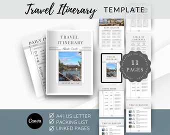 Redigerbar resplanmall: CANVA Planner (A4, Letter) (digital nedladdning)