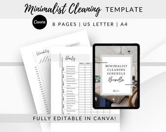 Redigerbart städschema: Minimalistisk syssloschema (CANVA, PDF)