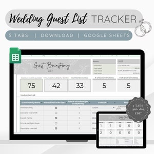 Hochzeit Gästeliste Tracker, Gästeliste Spreadsheet, Hochzeit Spreadsheet, Hochzeitsplaner, Sitzplan Planer, RSVP Invite Tracker,