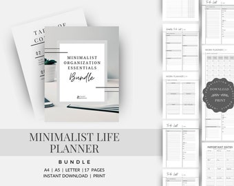 Pacchetto Minimalist Life Planner: Planner giornaliero e di lavoro stampabile (PDF)