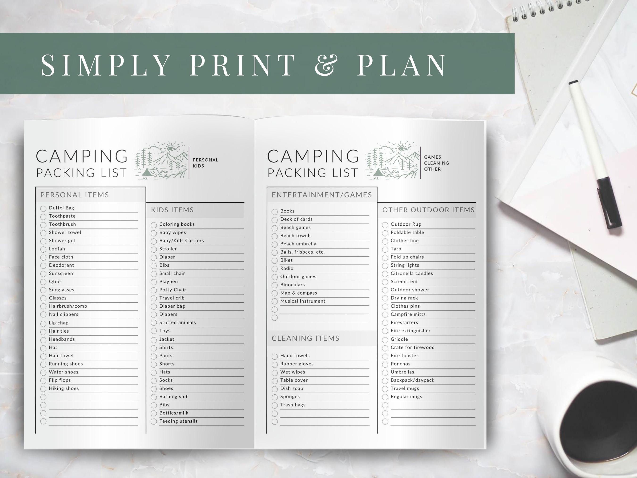 Camping Packing List, EDITABLE Camping Planner, Printable Camping ...