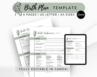 Mall för utskrivbar födelseplan: Checklista för preferenser (PDF-nedladdning)