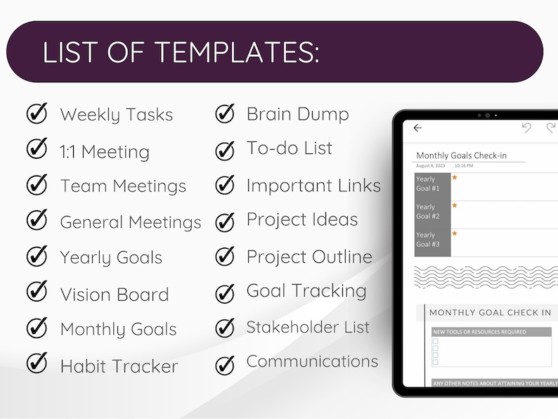 OneNote Planner for Work, Professional OneNote Template, Onenote planner, Work Planner for Windows, 2023-2024 Onenote planner template image 8
