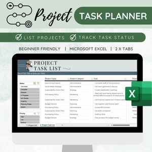 Projektaufgabenplaner, Excel Aufgabenverfolgung, Projektmanagement, Einfacher Projektplaner, Projekt To-Do-Liste, Business Planner-Kalkulationstabelle