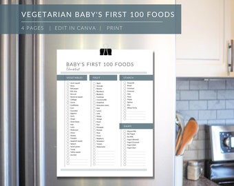 Baby Led Weaning Plant-based Vegan Food Checklist PDF 