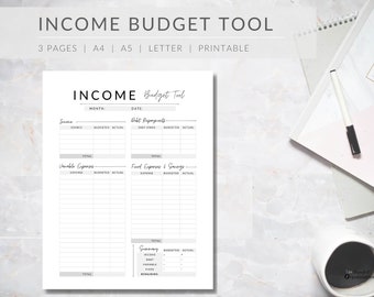 Paycheck Budget Planner: Income Budget Tool Printable (A4, A5, Letter PDF)