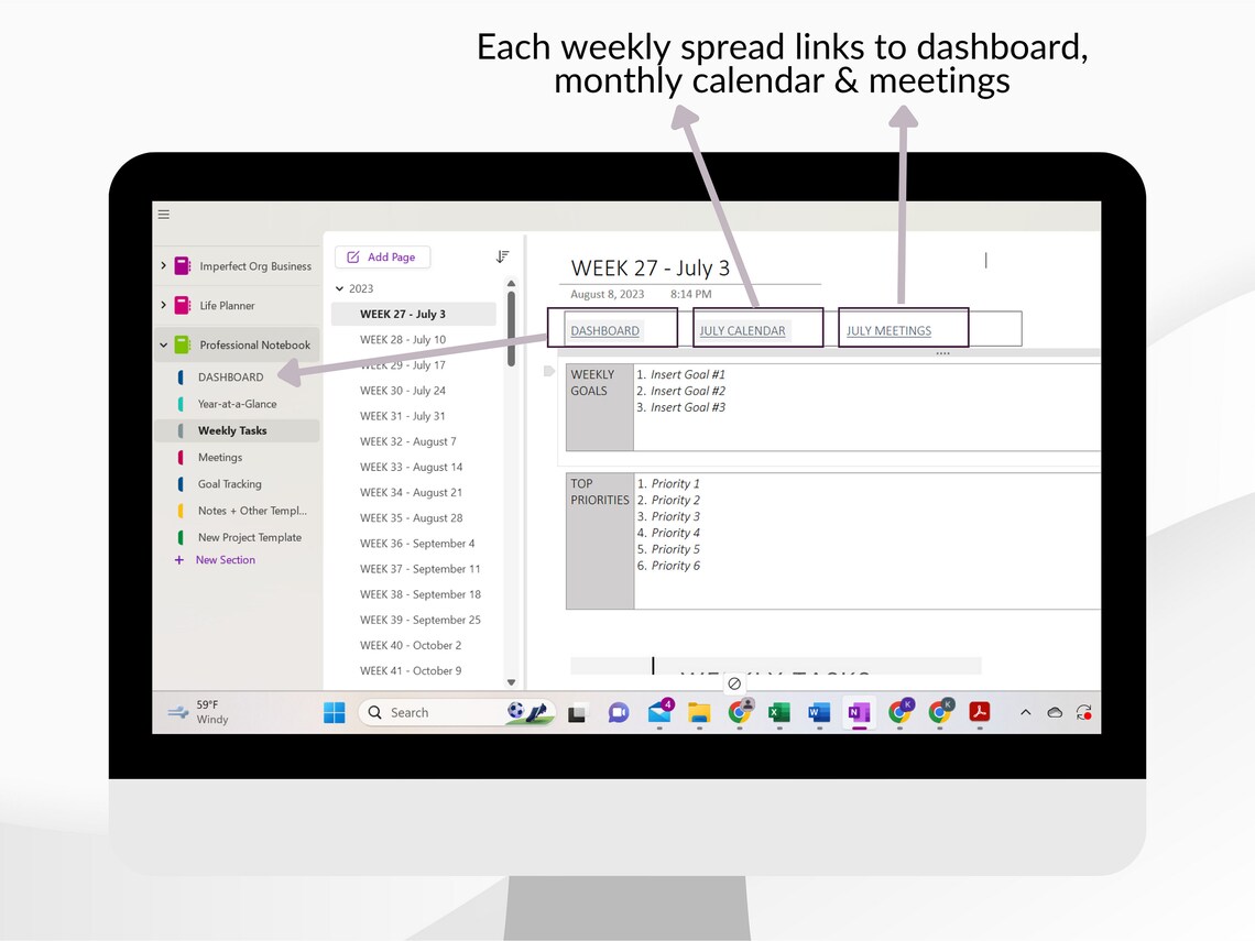 TEAM Onenote Notebook Template For Medium sized Teams Etsy microsoft-onenote-cheat-sheet-computerworld