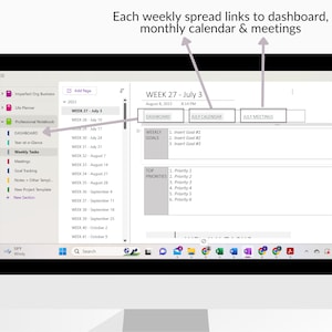 Agenda OneNote pour le travail, modèle OneNote professionnel, agenda Onenote, agenda de travail pour Windows, modèle d'agenda Onenote 2023-2024 image 5