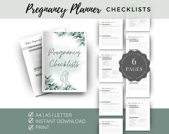 Checklistor för graviditetsplanerare: Redigerbar graviditetsspårare (digital nedladdning)