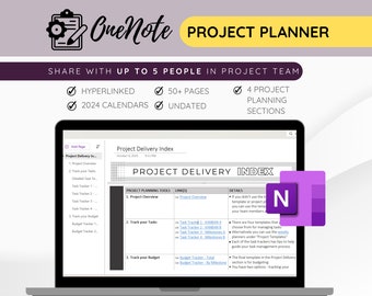 Agenda de projet pour OneNote, modèle de gestion de projet, agenda de télétravail, modèle OneNote pour les professionnels