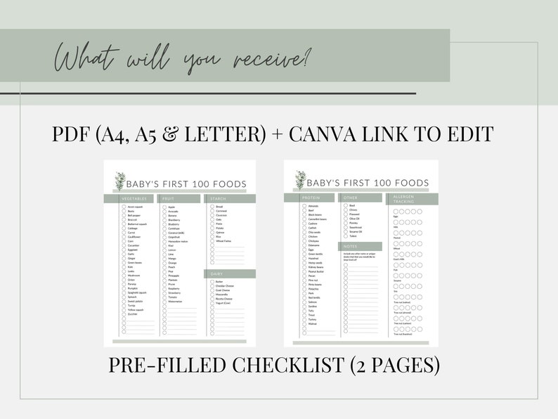 Baby First 100 Foods List | PRINTABLE Baby Led Weaning List | BLW Meal