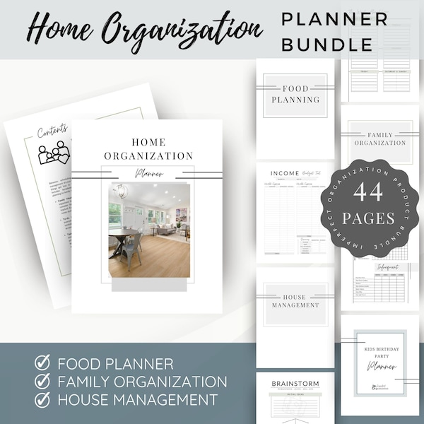 Home Organization Planner Bundle, Life Planner, ADHD Mom Planner, Family & Life Organizer, Printable Household Binder,