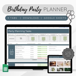 Birthday Party Planner, Digital Party Planner, Event Planning Google Sheets, Party Organizer Spreadsheet, To-do List, Editable Checklist