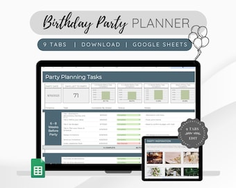 Födelsedagsfestplanerare: Google Sheets-evenemangsorganisatör (digital nedladdning)