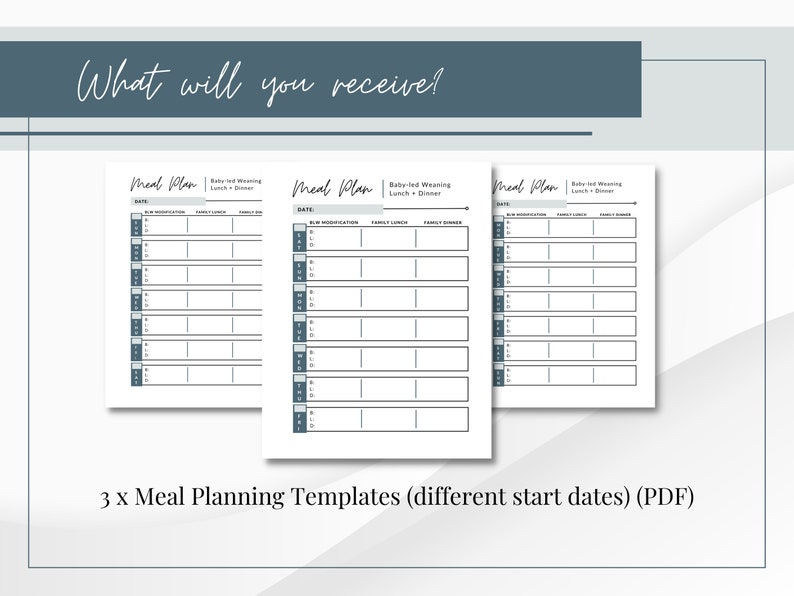 Baby-led Weaning Meal Planner, Printable Meal Plan Template, Daily Meal