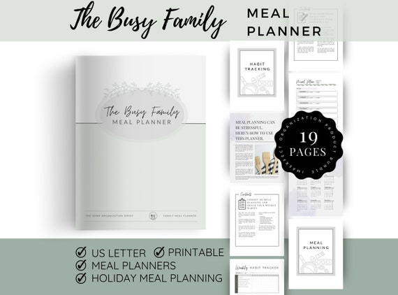 Family Meal Planner: Weekly Meal Prep, Grocery Lists (Printable PDF)