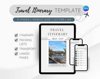 Mall för mobil reseplanerare: Canva reseplanerare (digital nedladdning)