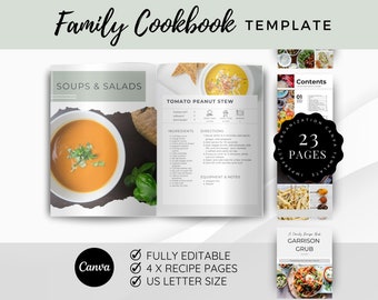 Mall för familjereceptbok: Redigerbar kokbokspärm (US Letter)
